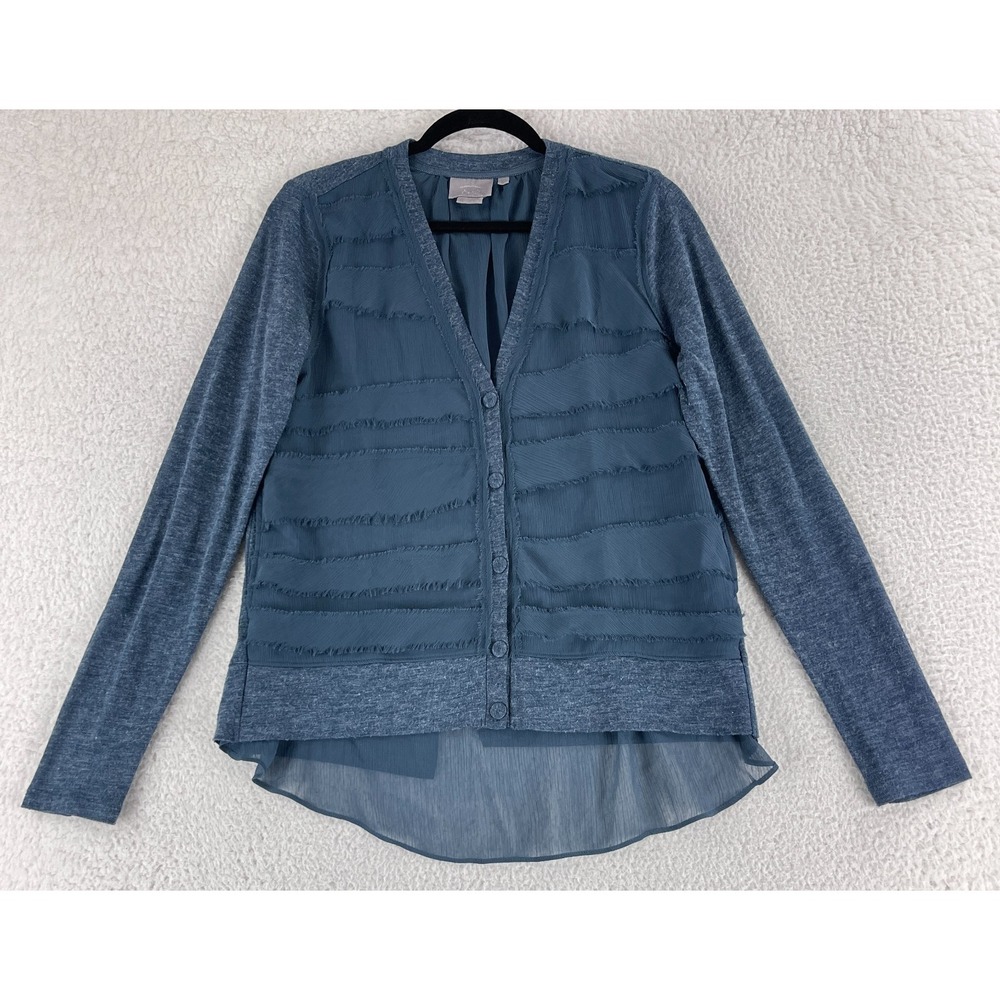 Vanessa Virginia Cardigan Women Medium Blue Button-Front Long Sleeve Lightweight - Picture 1 of 14